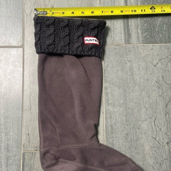 Hunter Tall Fleece & Cable Knit Cuff Rain Boot Socks Gray Size M/L - Picture 3 of 6